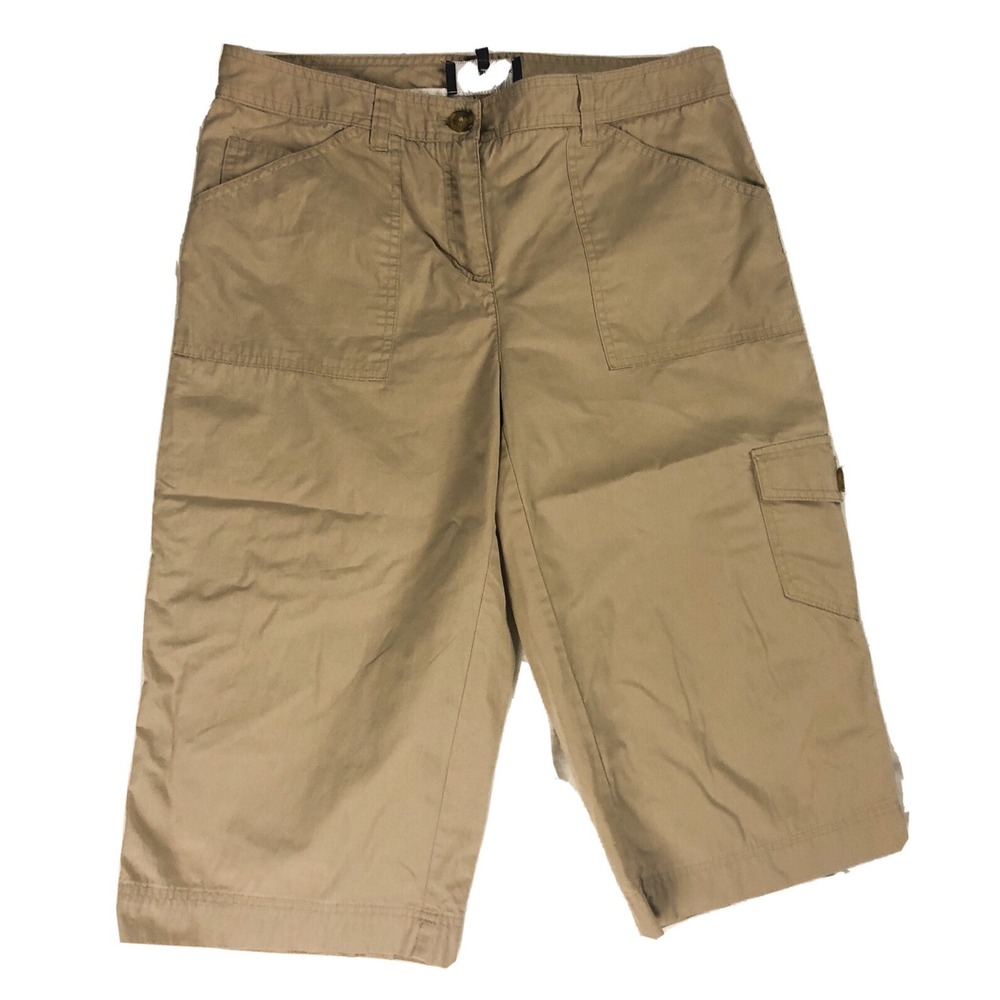 Jones New York Pants Womens Size 8 ( 32x17) Brown  Cargo Capri Pants Cotton